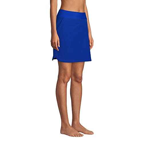 Lands' End Womens Comfort Waist Swim Skirt Swim Bottoms Skort Electric Blue Regular 14