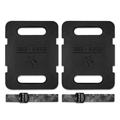 Yes4All Attachable Rucking Weight for Backpack, Cast Iron Training Weight Plate with Quick-Attach Strap Slots, Ergonomic Rounded Handle for Weighted Walking, Hiking, Rucking