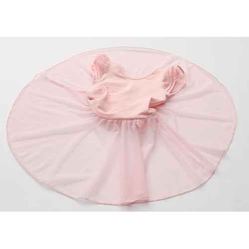 MdnMd Girls Dance Ballet Leotards Dresses for Toddler Ballerina Outfit Skirt Hollow Knot Back Flutter Sleeve