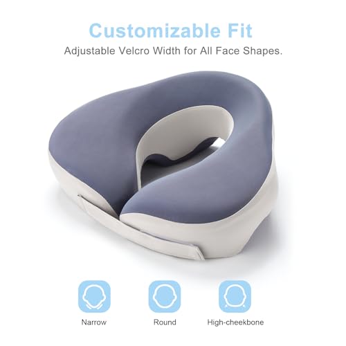 Face Down Pillow for Eye Surgery Recovery – Grey Bamboo Charcoal Memory Foam Prone Pillow with Adjustable Width & 3 Acoustic Airflow Vents