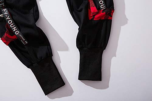 Men's Jogger Pants Cargo Baggy Techwear Hip Hop Streetwear Large Black & Red