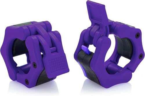 Olympic Barbell Collar Pair with Quick Release Locking Clips - Purple Classic Import