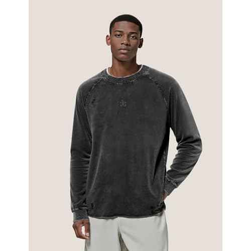 Aelfric Eden Acid Wash Sweatshirt Crewneck Oversized Sweatshirts Vintage Casual Solid Long Sleeve Pullover Tops