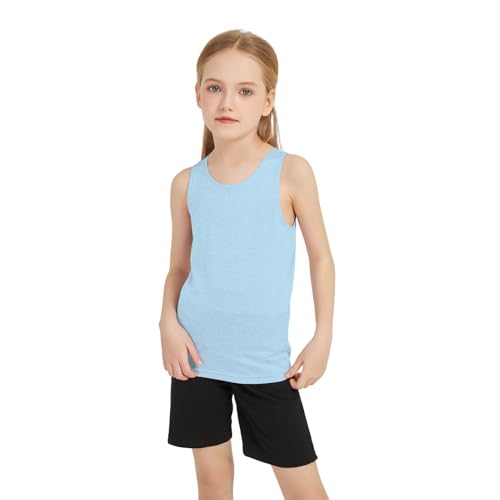 Kids Athletic Sleeveless Tank Tops 6-Pack for Girls Age 4-16Y - Lavender & Bright Colors