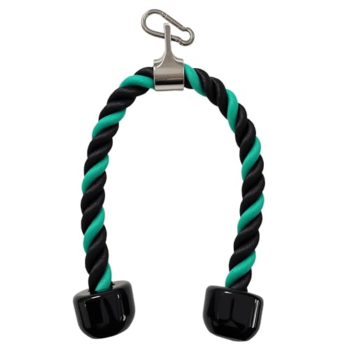 Nylon Tricep Rope for Cable Machine Workout Accessory - Green & Black