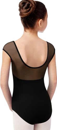 Girls Ballet Leotard Mesh Tank Dancewear - Black, 12-14 Years