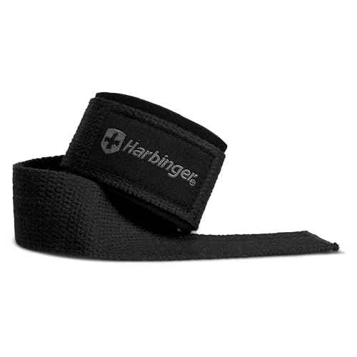 Harbinger Padded Cotton Lift Straps - Soft, Supportive Neotek Wrist Pads - 21.5" Length, 1.5" Width - Reinforced Edges & Heavy-duty Stitching - Cushions Wrists for Lifting Support