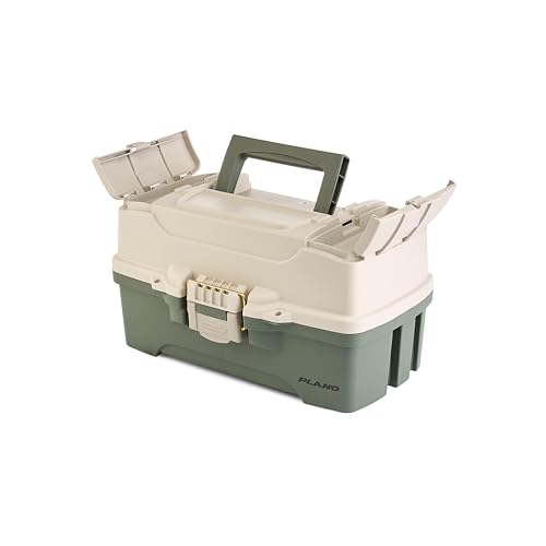 Plano Two-Tray Tackle Box - Green/Tan Portable Fishing Gear Organizer - Two-Tray