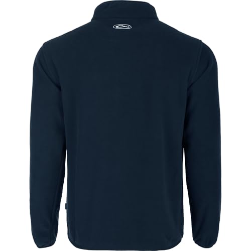 Drake Waterfowl Men's Camp 2.0 Fleece Pullover | Hunting Anti-Pill Moisture Wicking 1/4 Neck Snap Sweater with Chest Pocket, Navy, Large