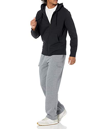 Men's Lightweight French Terry Full-Zip Hoodie - Large, Black