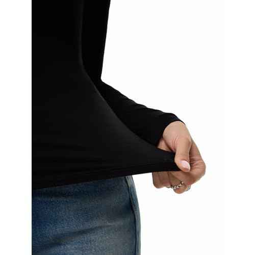 REORIA Women's Basic Long Sleeve Thermal Shirts Mock Turtle Neck Soft Wool Winter Layering Slim Fit Underwear Tops 2025