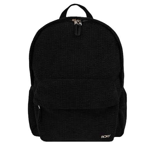 Roxy Women's Feeling Good Stylish Soft Corduroy Backpack with Padded Shoulder Straps and Exterior Storage, Anthracite, 15L