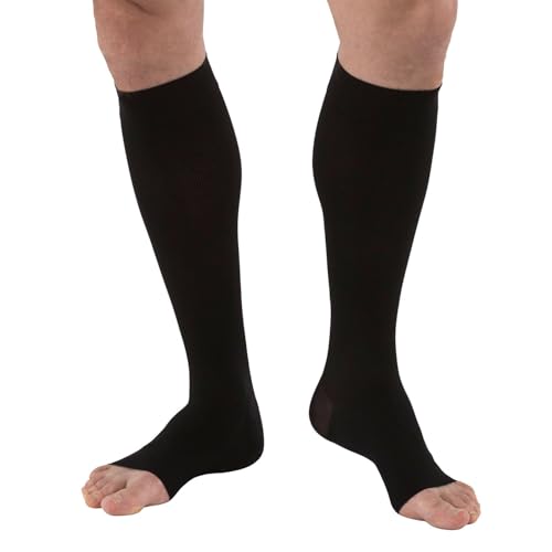 JOBST forMen Knee High Open Toe 30-40 mmHg Ribbed Dress Compression Socks