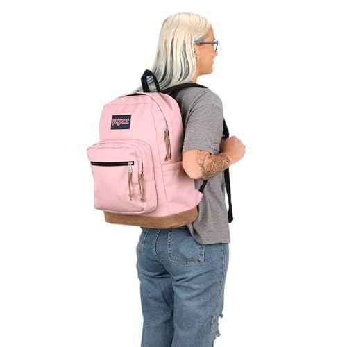 JanSport Right Pack Backpack - Durable Daypack with Padded 15" Laptop Sleeve, Spacious Main Compartment & Integrated Water Bottle Pocket - Misty Rose
