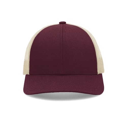 Unisex Low-Profile Trucker Cap - Maroon Beige Maroon Variation