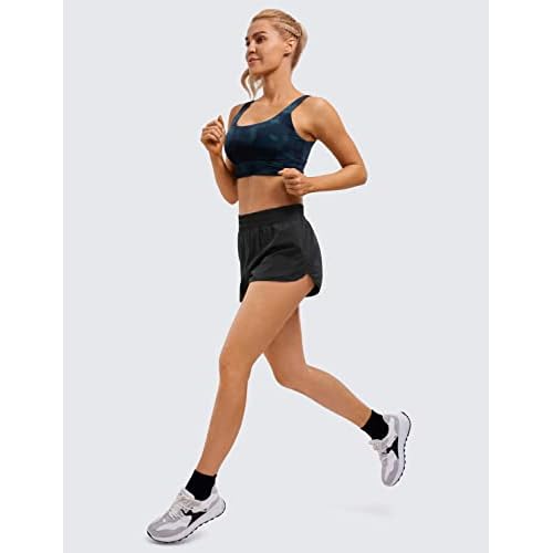CRZ YOGA High Waisted Running Shorts for Women, 2.5'' Quick Dry Liner Track Gym Athletic Workout Shorts with Zipper Pocket