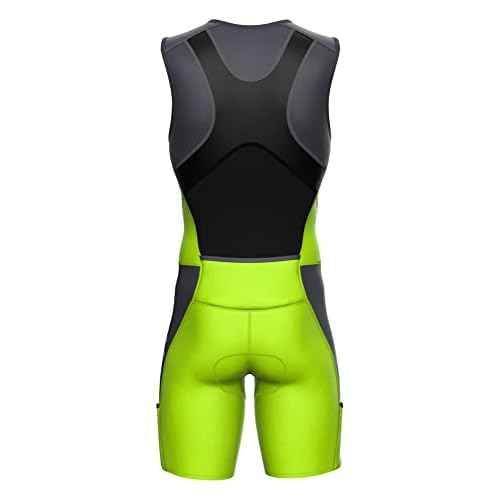 Sparx Men Competitor Triathlon Suit Mens Trisuits | Italian Technical Fabric | Soft Chamois | 4 Pockets | Bike-Swim-Run