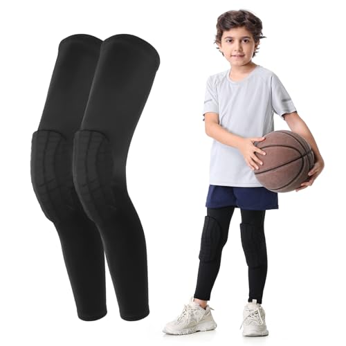 Kids Medium Knee Pads for Sports & Active Play, Padded Leg Sleeves - Black