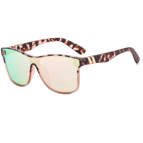 1pc Streamlined Sunglasses With Metal Decoration, Personality Gradient, Outdoor Cycling Sunglasses, Fashion Eyewear（Leopard print）