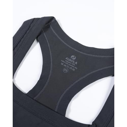 AUROLA Essentials Seamless Sleeveless Racerback Top,Women Subtle Marl Workout Square Neck Fitted Tank