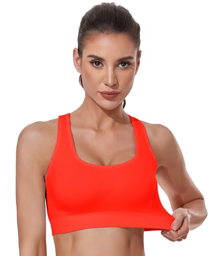 High Support Sports Bra for Women - Adjustable Straps Padded Cross Back Workout Yoga Running Black White Orangered Purple Grey 3X-Large