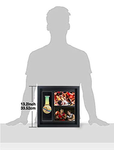 Iheipye Large Medals Display Shadow Box - 6 Medal Display case - Perfect Medal Display for War Military, Runners, Marathon, Race Winner, Football, Gymnastics & All Sports (Black, 12x12)