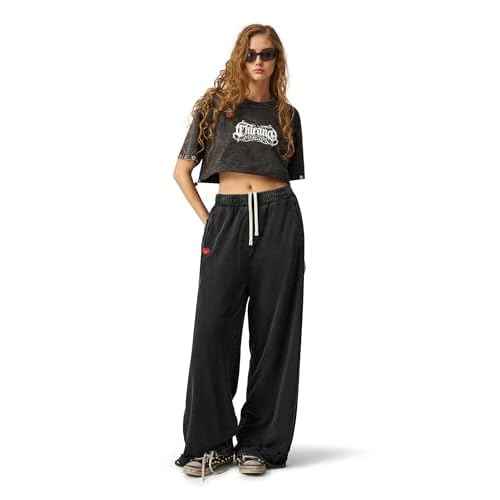 Aelfric Eden Distressed Baggy Sweatpants Streetwear Barrel Pants Loose Wide Leg Elastic Drawstring Trousers Unisex