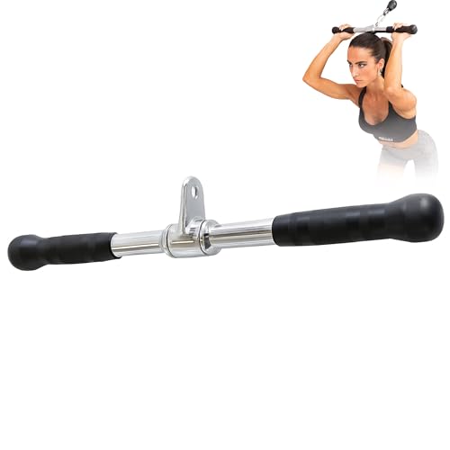 Straight Bar 50cm Cable Attachment Handle for Power Racks & Machines – Heavy-Duty Steel, Rotating Eyelet