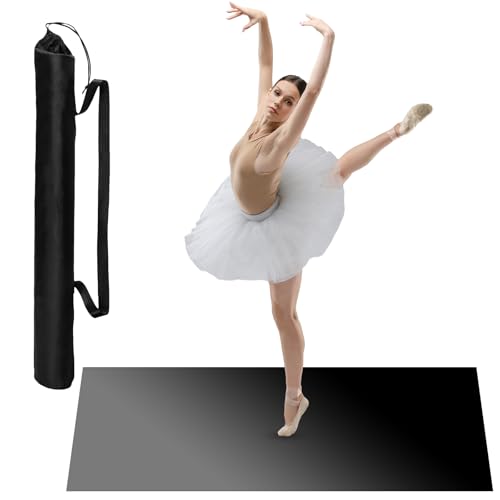 Portable Dance Floor Vinyl Mat 6.6x3.9 ft Ballet Practice Flooring Black