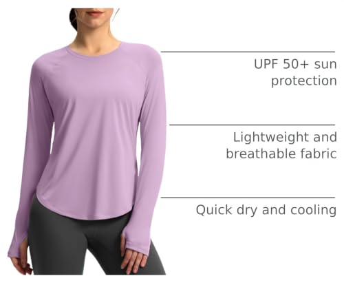 Long Sleeve Sun Protection Shirt for Women - UPF 50+ - Lilac, Large