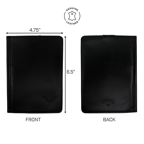 Golf Scorecard & Yardage Book Holder - Genuine Leather, Black