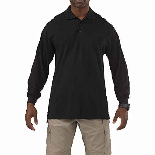 5.11 Tactical Professional Long Sleeve Polo Shirt, Cotton Pique Knit, Reinforced Seams, Style 42056