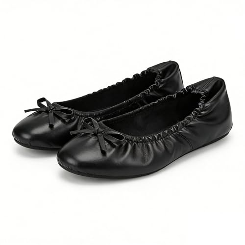 Women's Foldable Ballet Flats Travel & Wedding Shoes XX-Large Black - Compact & Comfortable