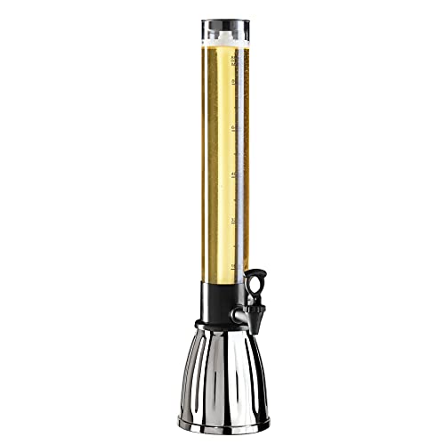 OGGI Beer Tower 88oz - Beverage Dispenser with Spigot & Ice Tube, Margarita Tower, Mimosa Tower, Perfect Drink Dispensers for Parties, Drink Tower, Holds 6 Pints of Beer ? Stainless