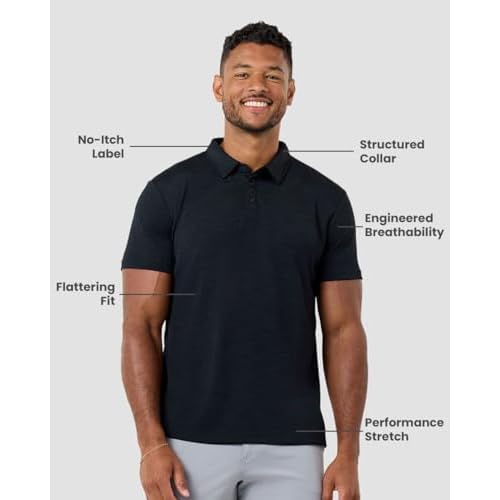 INTO THE AM Performance Dri Fit Polo Shirts for Men S-4XL - Quick Dry Moisture Wicking Athletic Sport Collar Work Shirts