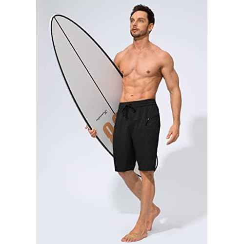 Men's Swim Trunks Quick Dry Board Shorts with Zipper Pockets Beach Shorts Bathing Suits for Men - No Mesh Liner