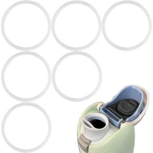 6 Pcs Water Bottle Gasket Replacement for Owala FreeSip 19/24/32/40oz,Silicone Lid Seal O Ring,Sealing Gaskets Replacement Accessories Compatible with Owala FreeSip Stainless Steel Cup(Clear)