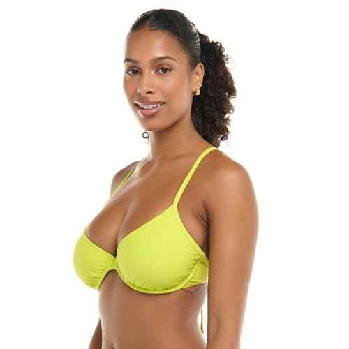 Body Glove Women's Smoothies Solo Solid Underwire D, Dd, E, F Cup Bikini Top Swimsuit with Adjustable 2-Way Back Detail