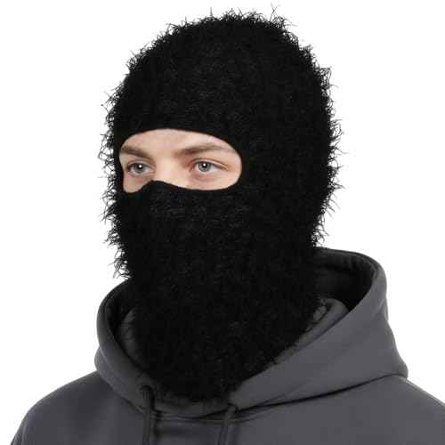 Distressed Balaclava Ski Mask Full Face Knitted Mask Balaclava Windproof Shiesty Ski Mask for Men Women for Cold Weather