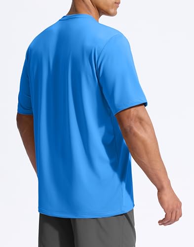 Men's Sun Protection Swim Shirt UPF 50+ Rash Guard Short Sleeve Water Sports XL Blue