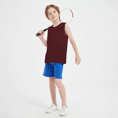Kids Athletic Tank Tops 4-5T Pack of 5 Boys Sleeveless Sports Shirts - Yellow, Red, Orange, Blue, Black