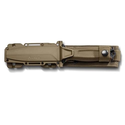 Gerber Gear StrongArm Knife - Fixed Blade - Tactical Knife for Survival Gear - Full Tang, 420HC Steel Blade - Camping Survival Knife - Made in USA - Plain edge, Coyote Brown