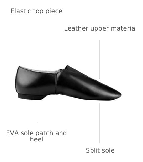 Toddler Leather Jazz Shoe Slip On with Elastic Top - 10.5 Little Kid Black