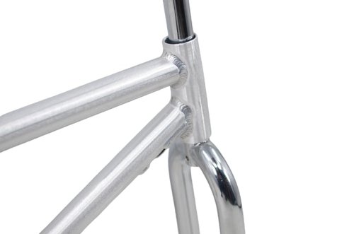 R4 Retro 6061 Aluminum 29" Pro BMX Frame & Chrome Fork Raw with Clear Coat looptail Design