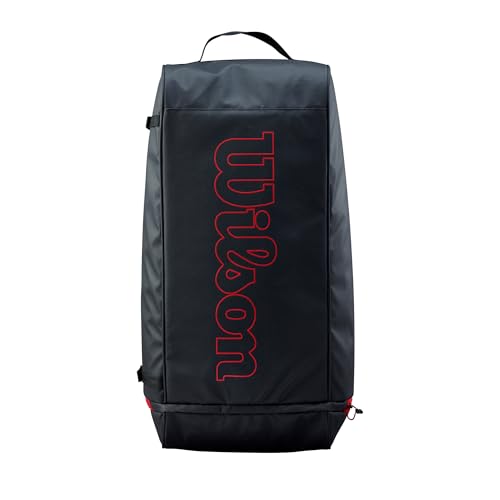 Wilson Sport Duffle Bag - Black/Red, Holds Soccer Balls and Volleyballs