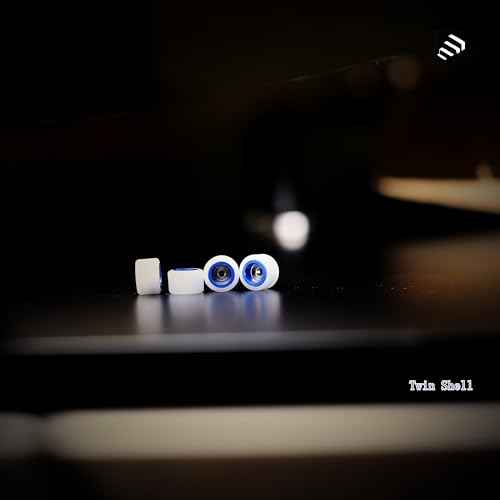 Fingerboard LongSpin Pro Wheel Finger Skateboard Extreme Sports Durable skid Strong Grip Handmade Outperform Polyurethane 7.62mm Twin Sheel White-Blue Wheel