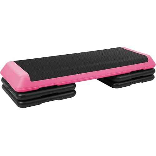 Fitvids 16'' High Step Aerobic Platform with 4 Risers, Exercise Workout Step Platform Adjustable Height 4"-6''-8''-10''-12'' for Home Gym, Fitness Training Workout Aerobics Platform