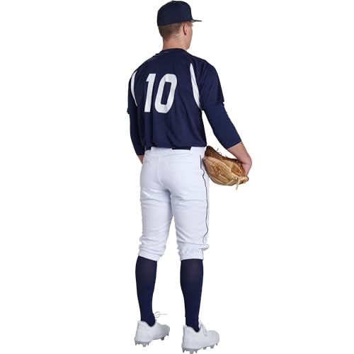Unisex Baseball Knickers with Braid - Medium White & Navy, Triple Crown 2.0