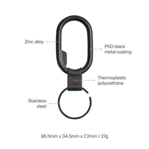Orbitkey Clip Mini - Black, Slim Carabiner with Quick-Release Keyring