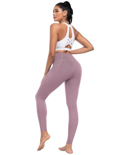 High Waisted Workout Leggings with Pockets - 7 Pack, Black/Gray/Navy & More, Large